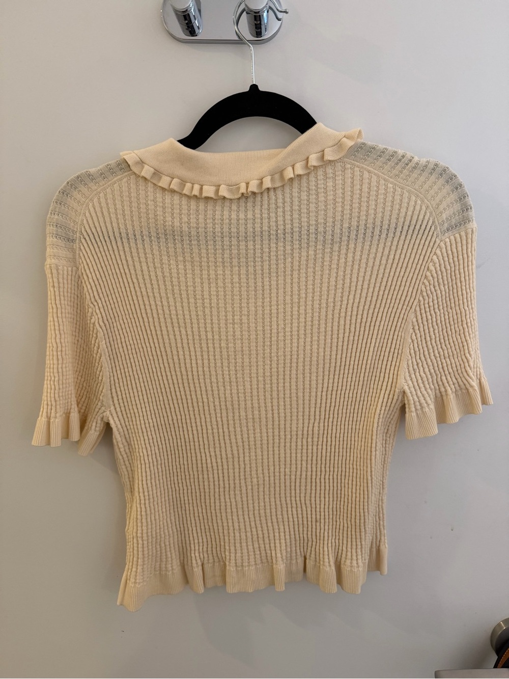 J.Crew Cream Ruffle-Trim Knit Top - Picture 3 of 5
